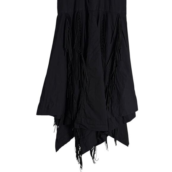 Bibhu Mohapatra Black Cutout Fringe Midi Cocktail Dress Sz 4 - Picture 13 of 16
